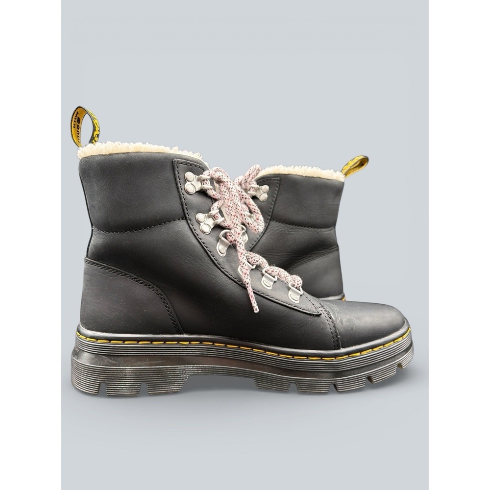 Dr. Martens Combs Black Wyoming Faux Shearling Lined Casual Boots Moto Combat 9 - Picture 6 of 11